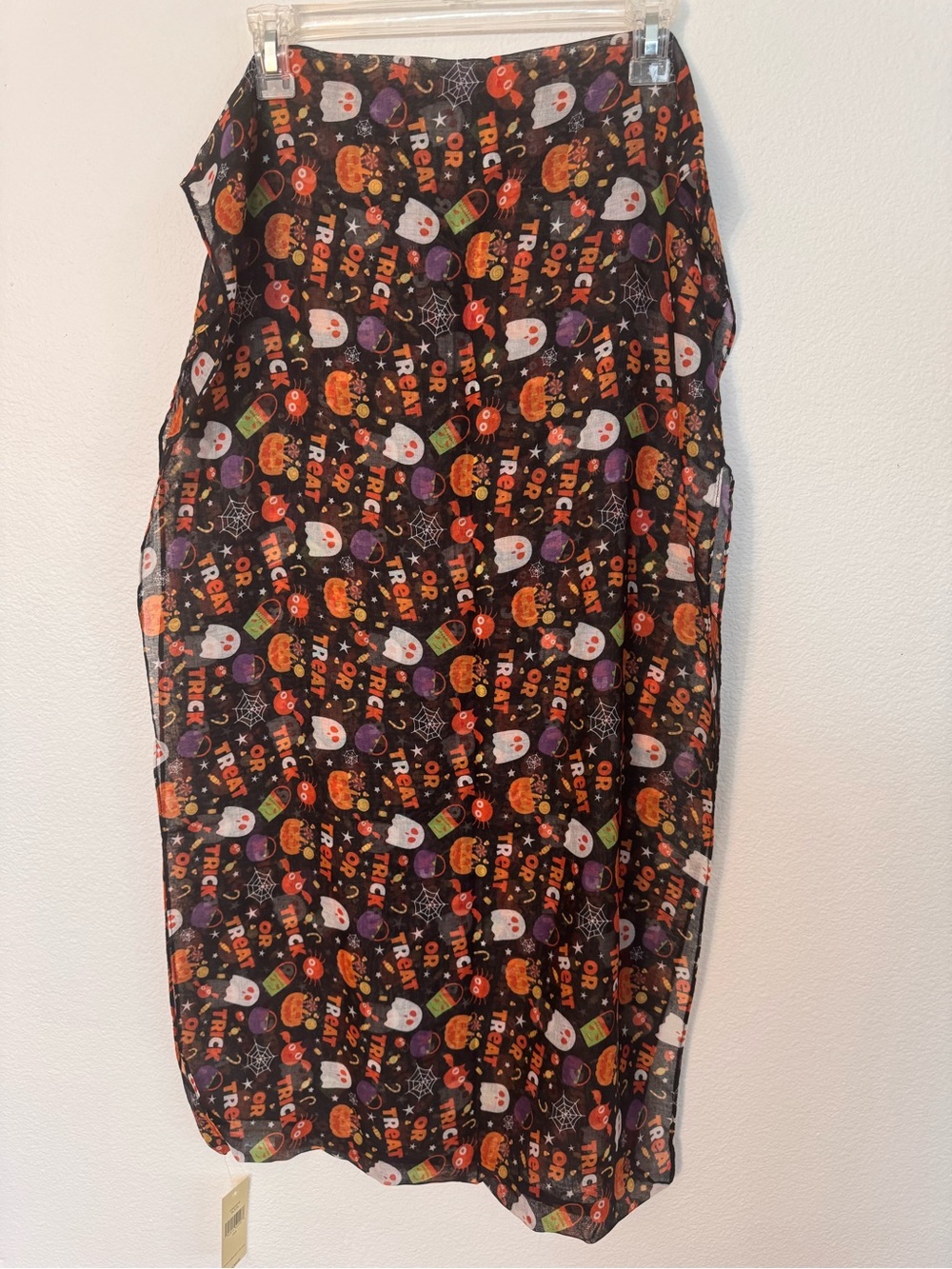 Halloween Trick or Treat Sheer Scarf - Black & Orange